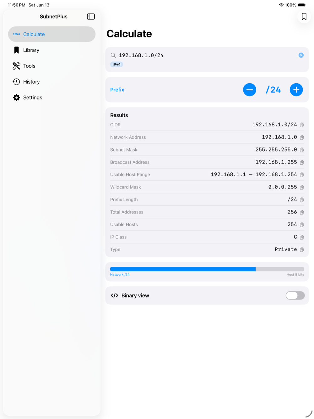 Subnet Plus on iPad — subnet calculator