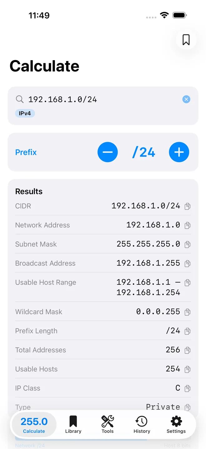 Calculadora de subredes de Subnet Plus
