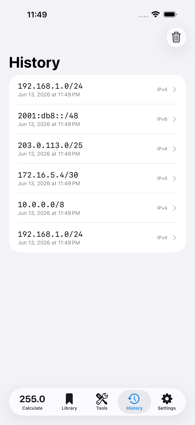 History on iPhone