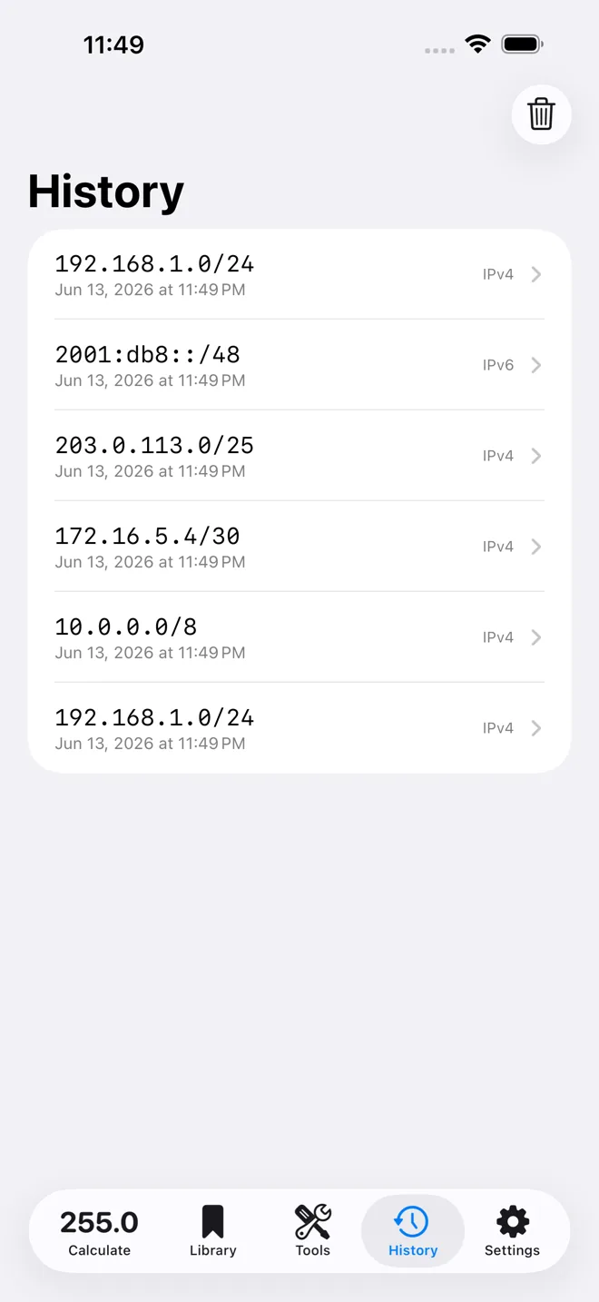 Historial en iPhone