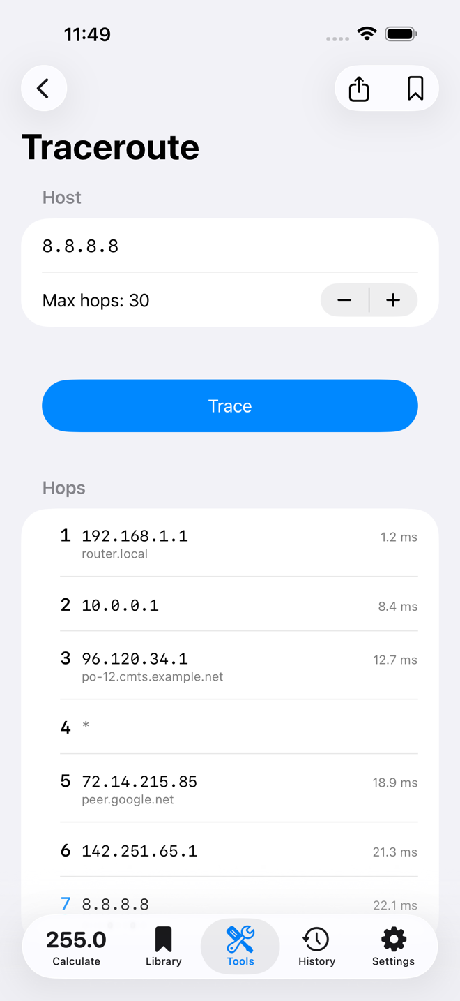 Traceroute on iPhone